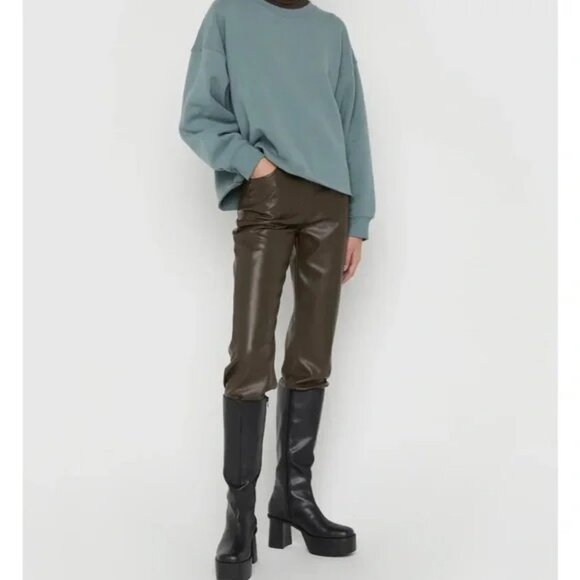 Oak+Fort Slim Fit Vegan Leather Pant In Turkish Coffee Size 0 - Picture 1 of 9